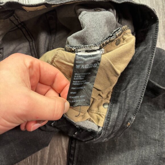 AllSaints Jeans 30 x 31 Mens Black Spitalfields Skinny Stretch Designer - Picture 5 of 10